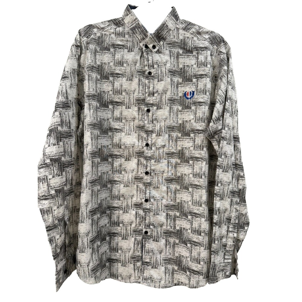 Tommy Hilfiger SH Fashion‎ Black and White Pattern Button Down Shirt Men's Sz XL